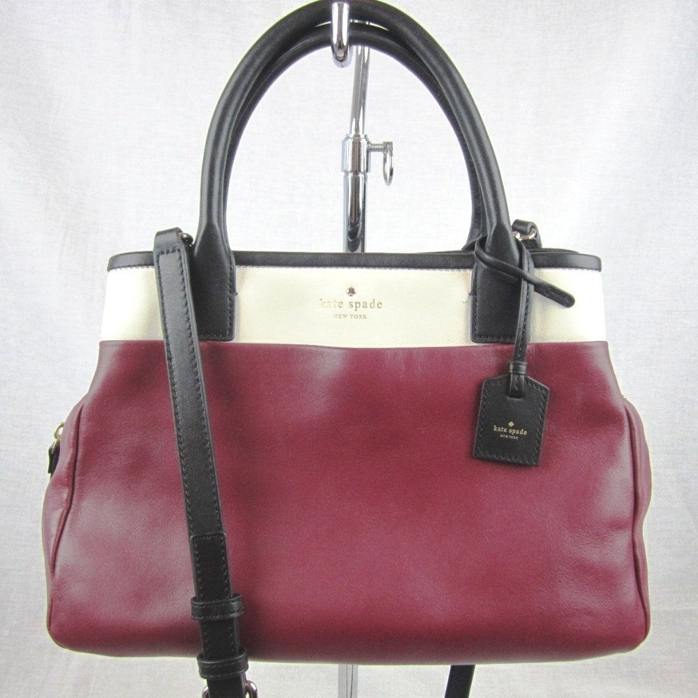 KATE SPADE Satchel Tote Purse Black Maroon Black